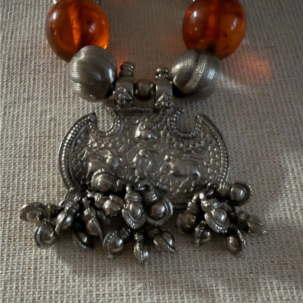 Accessocraft  NYC Amber and Silver-Tone Pendant Necklace - Women Jewelry - Picture 4 of 6